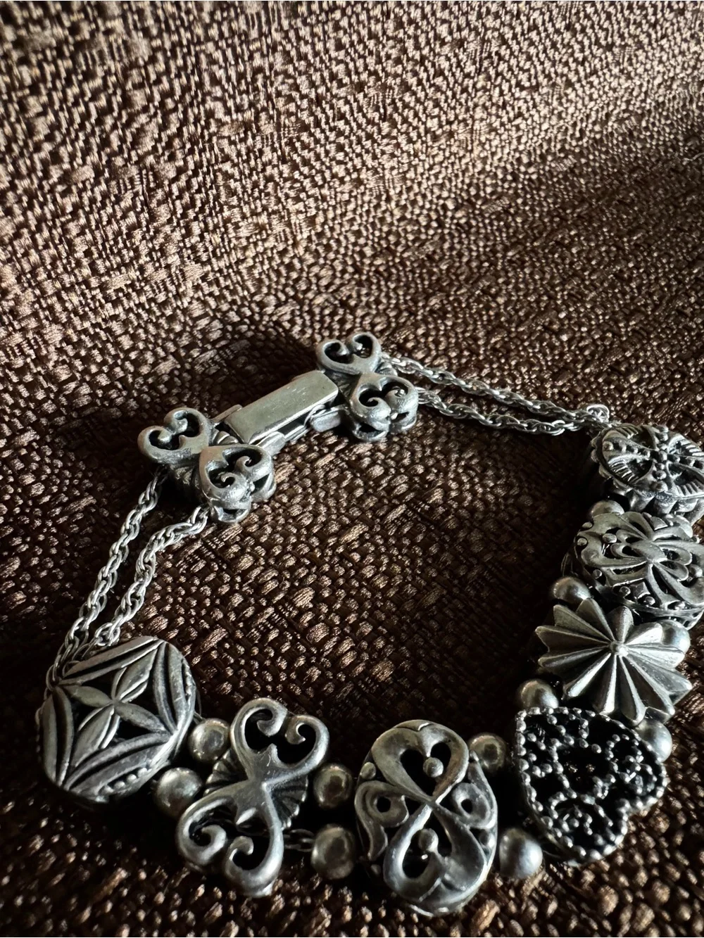 Silver Tone Decorative Charm Bracelet